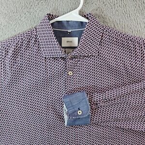 Brax Feel Good Shirt Men Medium Button Up Long Sleeve Geometric Multicolor